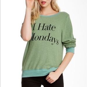 Wildfox I Hate Mondays Baggy Beach Jumper in Green Size Medium